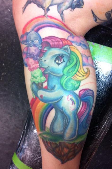 I would want this if not for the giant social stigma involved. Damn societal norms. Pony Tattoo, My Little Pony Tattoo, Contemporary Tattoo, Bright Tattoos, My Tattoos, Unicorn Tattoos, Kawaii Tattoo, Memorial Tattoos, S Tattoo