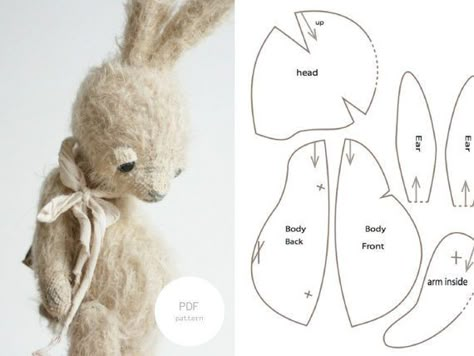 Diy Teddy Bear, Teddy Bear Sewing Pattern, Trendy Sewing Projects, Trendy Sewing Patterns, Bear Patterns, Soft Toy Patterns, Animal Sewing Patterns, Sewing Stuffed Animals, Sewing Tutorials Free