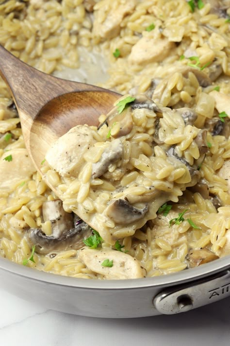 The Toasty Kitchen, Orzo Recipes With Chicken, Chicken And Mushroom Skillet, Chicken Mushroom Rice, Mushroom Skillet, Cream Of Mushroom Chicken, Chicken Mushrooms, Chicken Mushroom Recipes, Chicken And Mushroom