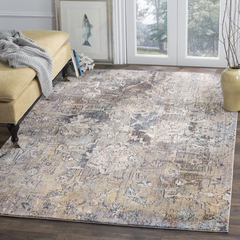 Safavieh Bristol Kingsley Overdyed Floral Area Rug or Runner - Walmart.com Antique Gold Bedroom, Blue Gray Area Rug, Academia Decor, Dark Academia Decor, House Rugs, Condo Decor, Blue Grey Rug, Gold Bedroom, Synthetic Rugs