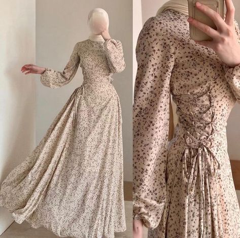 Cute Long Dresses Casual Hijab, Long Simple Dress Casual Hijab, Modest Long Dresses Hijab Styles, Modest Dresses Casual Trendy, Dress Floral Hijab, Simple Dresses For Hijab, Dress Vintage Hijab, Japan Outfit Ideas, Korean Outfits Men