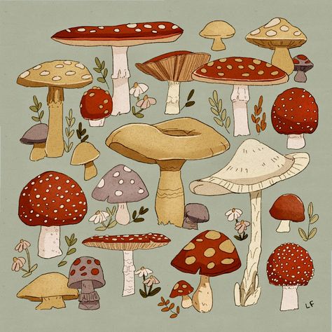 Libby on Twitter: "lil mushroom patch #illustration… " Mushroom Drawing, Cute Mushroom, Aesthetic Wallpaper, I Hope, Green