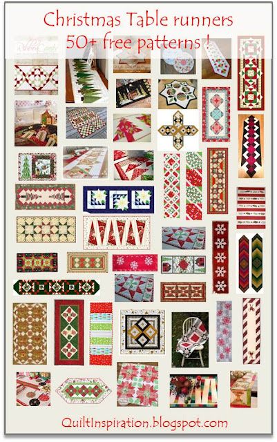 Quilt Inspiration: Free pattern day: Christmas Table Runners! Christmas Runners, Quilting Gifts, Applique Table Runner, Quilt Runners, Christmas Table Runner Pattern, Quilting Table, Quilt Table Runners, Table Runners And Placemats, Christmas Table Runners