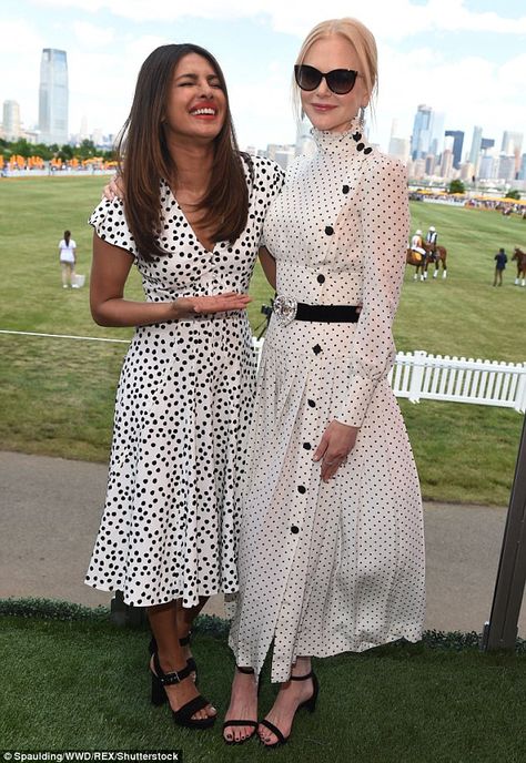 Twinsies: Priyanka giggled at the fact that her dress was very similar to Nicole Kidman's ... Dots Fashion, Polka Dots Outfit, Polka Dots Fashion, Dresses Royal, Nicole Kidman, Priyanka Chopra, Royal Fashion, Mode Style, Polyvore Outfits