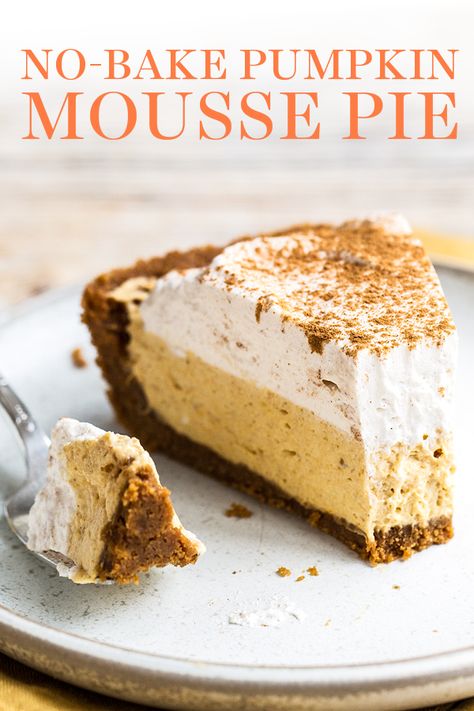 Pumpkin Mousse Pie, Pie For Thanksgiving, Pumpkin Cream Pie, Whipped Pumpkin, Mousse Pie, No Bake Pumpkin, Fresh Whipped Cream, Bake Pumpkin, No Bake Pumpkin Cheesecake