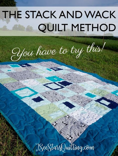 The Stack and Wack Quilt ⋆ This method is totally eye opening! I love it! I can't believe how simple it is to make a quilt top in a day! Sewing Tools Storage, Jelly Roll Quilt, Charm Square Quilt, Crumb Quilt, I See Stars, Jelly Roll Quilt Patterns, Quilt Care, Modern Quilting, Scrap Quilt