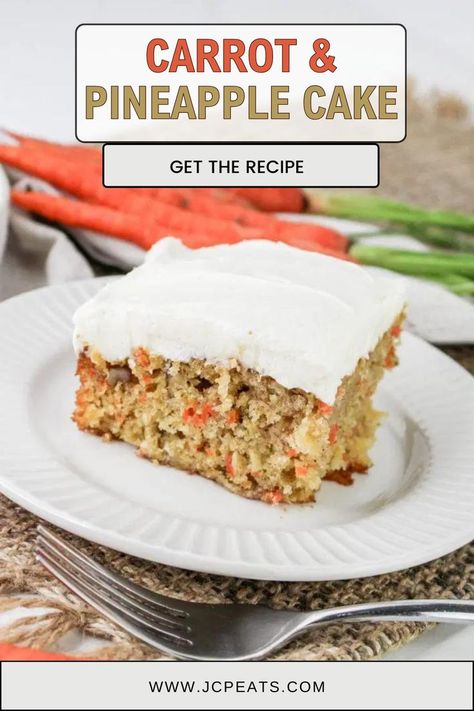 Carrot & Pineapple Cake Carrot And Pineapple Cake, Carrot Pineapple Cake, Homemade Carrot Cake Recipe, Carrot Cake With Pineapple, Homemade Carrot Cake, Pineapple Cake, Carrot Cake Recipe, Crushed Pineapple, Cheese Frosting