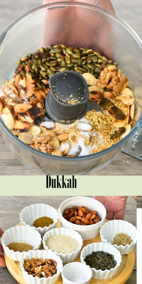 Duqqa Recipe, Dukkah Spice Recipe, Furikake Seasoning Recipe, Nuts And Seeds Recipes, Dukkah Recipe, Lebanese Cuisine, Spice Mix Recipes, Egyptian Food, Lebanese Recipes