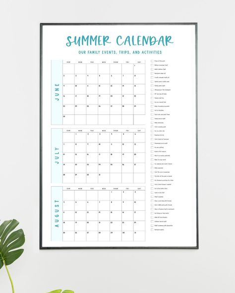 Say hello to a stress-free summer!! 🌞our printable large summer calendar is help you organized all the things going on in the summer! Fill out the calendar all your family’s trips, summer camps, sport games, vacations, and any other events! Plus I made a fun summer bucket list that you can add extra fun ideas this summer to do with your family! #momlife #familyorganization #familyevent #summertrips #organizedmom Summer Calendar 2024, Summer Vacation Timetable, Blank Summer Schedule Printable, Summer Calendar Printable, Fun Summer Bucket List, Summer Of Fun Calendar, Summer Calendar, Sport Games, Organized Mom