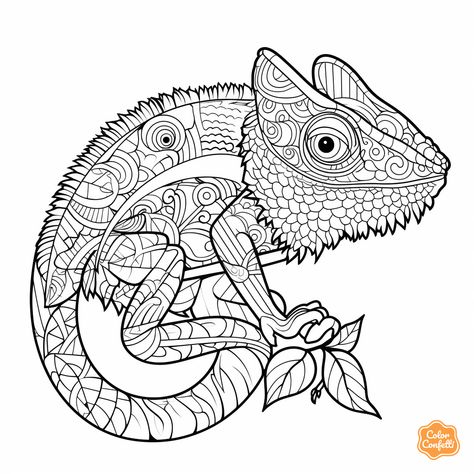 illustration of Colorful chameleon mandala masterpiece Chameleon Coloring Page, Colorful Chameleon, Mandala Turtle, Coloring Page For Adults, Burst Of Color, Chameleons, Fantasy Fairy, Free Coloring Pages, Colour Images