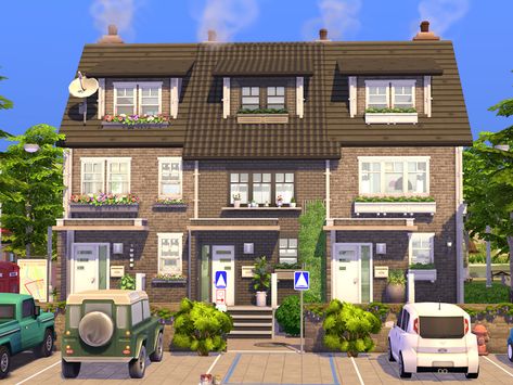 Sims 4 Town Houses, Sims 4 Townhouse Floor Plans, Sims 4 Apartment Complex Build, The Sims 4 Townhouse, Sims 4 Cc Townhouse, Sims 4 Neighborhood, Townhouse Sims 4, Sims 4 City Townhouse, Sims 4 Rental House