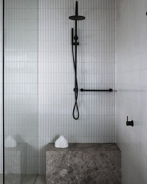 Showers With Benches, Walk In Shower With Bench, Shower With Bench, Glass Shower Wall, Subway Tile Showers, Walk In Showers, Bathroom Oasis, Marble Showers, Shower Seat