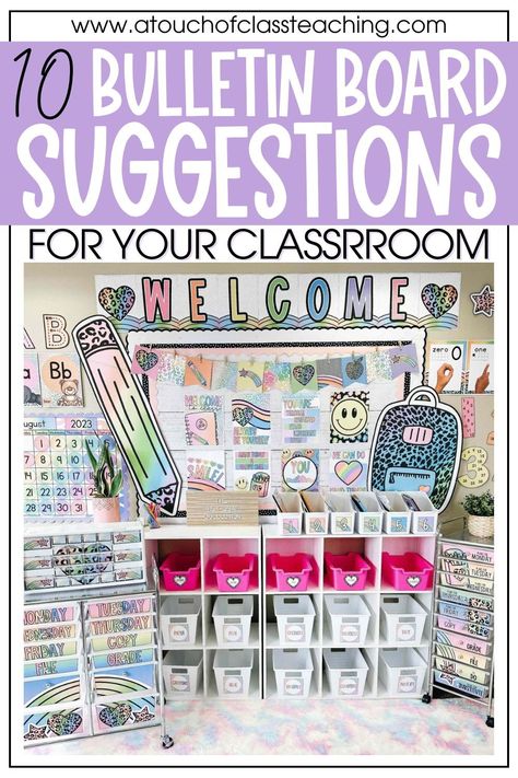 With these 10 bulletin board suggestions for your classroom, you will be able to create show stopping displays throughout the year! Get ideas for seasonal bulletin boards, motivational bulletin boards and bulletin boards that you can use ALL YEAR long. First Grade Classroom Bulletin Boards, Kindergarten Bulletin Board Ideas, Math Talk Posters, Student Goal Setting Sheet, Motivational Bulletin Boards, Free Teacher Printables, Seasonal Bulletin Boards, Colorful Bulletin Boards, Inspirational Classroom Posters