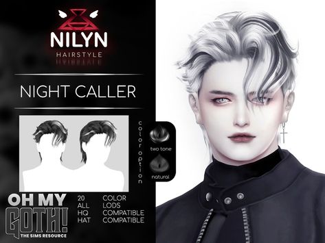 White Streak In Hair, Sims Traits, Sims 4 Cc Goth, Goth Male, Husband Hair, Goth Winter, Vampire Hair, Sims 4 Hair Male, Free Haircut