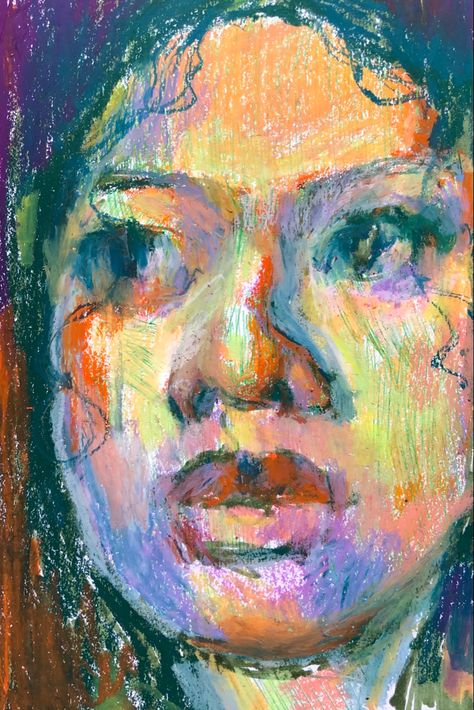 Famous Oil Pastel Artists, Oil Pastel Portrait Abstract, Oil Pastel Portrait Faces, Chalk Pastel Portrait, Fauvism Portrait, Portrait Oil Pastel, Art Color Pencil, Oil Pastel Portrait, Drawing Mixed Media