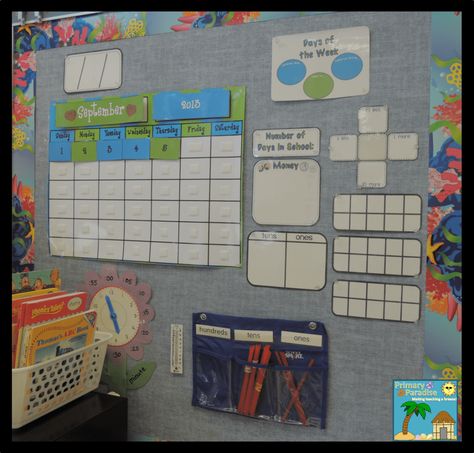 My 2nd Grade Tropical Classroom! - Tropical Classroom, Math Meeting, Beach Theme Classroom, Promethean Board, Calendar Math, I Am Lucky, Classroom Calendar, Calendar Time, Classroom Organisation