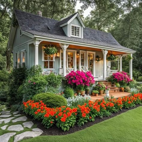 A Small House, Yoga Burn, Cottage Garden Design, Dream Cottage, Have Inspiration, Garden Yard Ideas, Cute House, Dream House Exterior, Tiny Homes