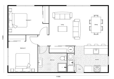 Small House Plan | 80sqm Home | 2 Bedrooms | The Kea | Warm & Cosy 80sqm House Plan, 2 Bedroom Flat Floor Plan, Loft House Plans Open Floor, 60sqm House Design, 50 Sqm Floor Plan, 60 Sqm House Design, 60 Sqm House Design Floor Plans, Granny Flat Plans 2 Bedroom, 90 Square Metre House Plan