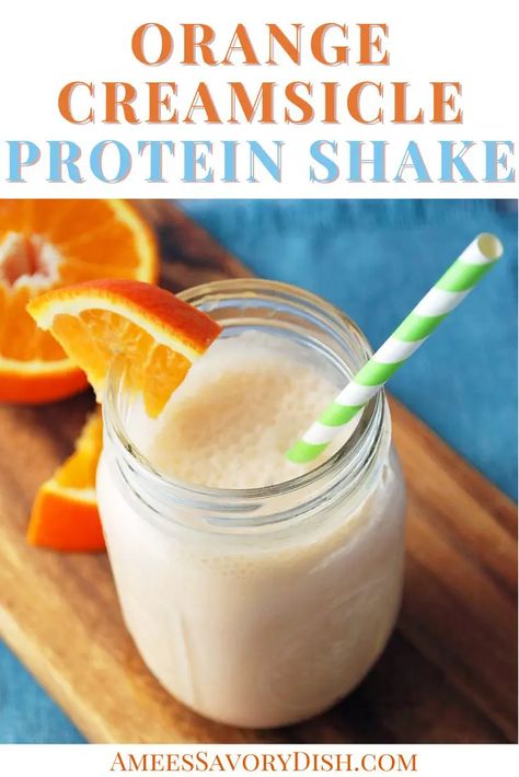 Creative Protein Shakes, Orange Julius Protein Smoothie, Creamsicle Protein Shake, Kid Friendly Protein Shakes, Orange Juice Protein Shake, Orange Protein Shake, Vanilla Smoothie Recipes Protein Shakes, Orange Dreamsicle Protein Shake, Body By Vi Shake Recipes