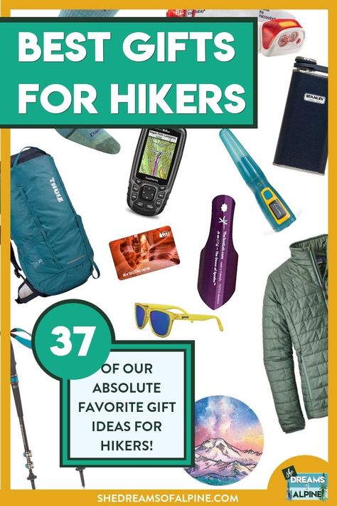 37 Best Gifts for Hikers | From practical to fun, these are all great gifts for the person in your life who loves hiking. I promise they will love them! Check Out My Full List. | shedreamsofalpine.com #SheDreamsofAlpine #hiking #gifts #giftideas #backpacking Gifts For Hikers, Hiking Gifts, Hiking Destinations, Outdoor Essentials, Hiking Tips, Hiking Gear, Travel Lover, Hiking Backpack, Packing Tips