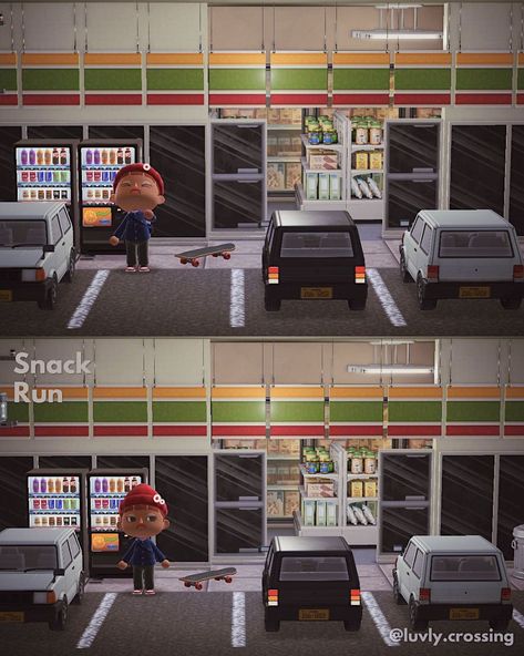 Acnh animal crossing new horizons HHP cozy video games design inspiration inspo convenience store gas station snack run Acnh Convenience Store Design Code, Acnh Convenience Store Design, Acnh Gas Station Design Code, Acnh Convenience Store, Animal Crossing Gas Station, Acnh Gas Station, Cozy Video Games, Acnh Patterns, Animal Crossing Funny