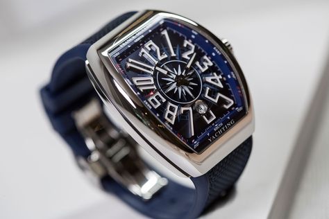 Editor's note:  Add a splash of maritime to the wrist with fine naval details dispersed from its bow to its stern. Recently we covered the latest super-yacht-friendly release from the master of complications, the Franck Muller Vanguard S6 Yachting.  So what better time to revisit the seagoing ori... Frank Muller Watches, Frank Muller, Franck Muller Watches, Franck Muller, Heart Rate Monitor Watch, Swiss Army Watches, Old Watches, Modern Watches, Watches For Women