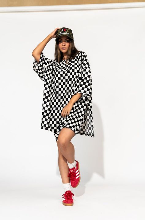 Malone Ribbed Biker Set in Black + White Checkerboard – Dressed in Lala Checkered Dress Outfit, Lounge Wear Summer, Satin Playsuit, Dressed In Lala, Shorts Biker, 2024 Design, Checkered Dress, Spandex Dress, Blazer Set