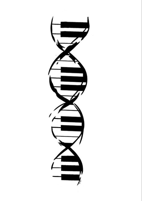 Dna Music Tattoo, Music Dna Tattoo, Music Symbols Tattoo, Piano Tattoo Ideas, Dna Tattoo Design, Music Symbols Art, Piano Tattoos, Geometric Tattoo Music, Dna Music