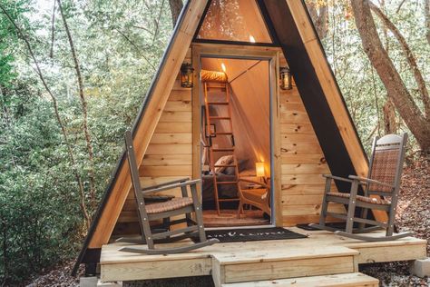 Blue Brambler Glamping A-Frame, Rockbridge (updated prices 2024) A Frame Cabin Plans, Metal Awning, Triangle House, Frame Cabin, Frame House, A Frame Cabin, Stay Real, A Frame House, Cabin Plans