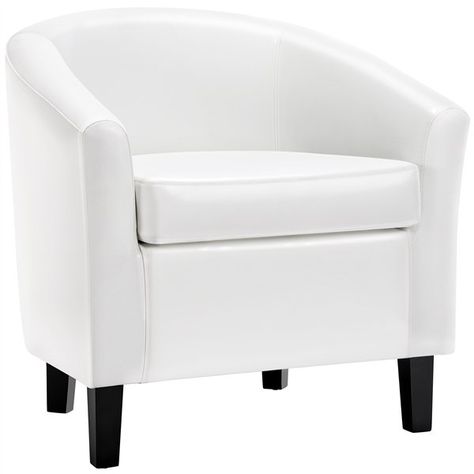 White Living Room Chairs, Faux Leather Accent Chair, Barrel Accent Chair, Backrest Design, Chair For Living Room, Contemporary Traditional, Leather Club Chairs, Leather Accent Chair, Single Sofa Chair