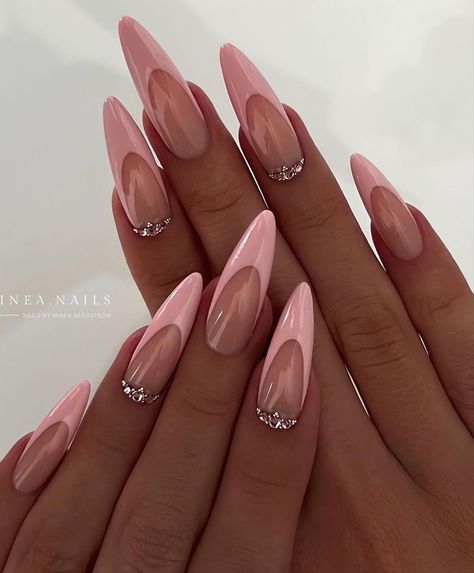 Nail Art Cute, Baby Pink Nails, Pink Acrylic Nails, Oval Nails, French Tip Nails, Long Acrylic Nails, Gorgeous Nails, Almond Nails, French Nails