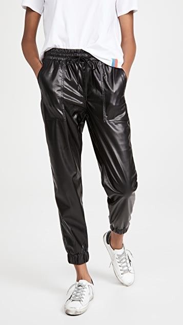 Faux Leather Joggers, Leather Joggers, Drawstring Jogger, Pants With Pockets, Blank Nyc, Faux Leather Pants, Black Faux Leather, Cropped Pants, Bottoms Pants