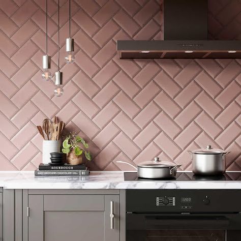 The Amiata Metro collection includes classic subway tile designs that give any kitchen or bathroom a timeless appearance. These glazed, gloss ceramic wall tiles feature a subtle bevelled edge to give your space a sense of depth. They are not only easy to clean and maintain but easy to cut and install, too, for quick and hassle-free tiling.Key features:Suitable for bathrooms and kitchensTimeless subway tile designBevelled edgeEasy to cut and installLow maintenance and easy to cleanTechnical infor Pink Kitchen Walls, Tiles Uk, Metro Tiles, Pink Tiles, Tile Companies, Brick Tiles, Pink Ceramic, Pink Bathroom, Pink Kitchen