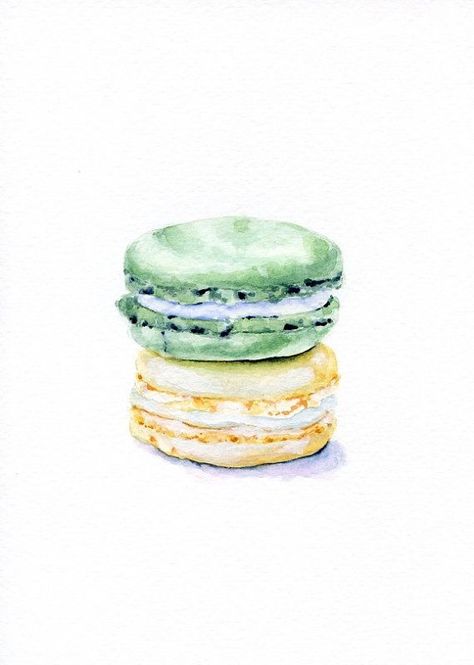 Watercolour Food, Still Life Kitchen, Laduree Macarons, Watercolor Food Illustration, Watercolour Wall, Dessert Illustration, Watercolor Food, Life Kitchen, Painting Paper