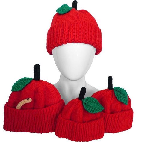 Apple Harvest Hat Knitting pattern by KittyKnits Baby Hat Knitting Patterns, Apple Hat, Baby Hat Knitting Pattern, Hat Knitting Pattern, Baby Hat Patterns, Newborn Baby Hats, Pattern Knitting, I Cord, Hat Knitting