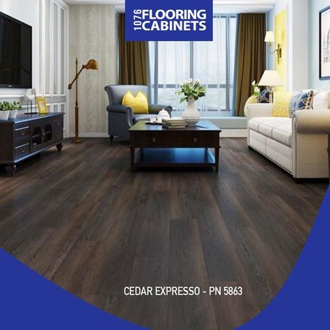 Rich wood tones with unique variation create a luxe look. Offering the timeless elegance of wood, our vinyl flooring is 100-percent waterproof, easy to install, low maintenance and scratch resistant, making it ideal for kitchens, bathrooms, entryways, living rooms, bedrooms and laundry rooms.  #lantaimotifkayu #vinyltile #interiors #waterproofflooring #flooringorlando #spcfloor #inspiration #luxuryflooringconcepts #vinylmotifkayu #flooringexperts #newflooring #architecture #vinylplank #orlandore Vinyl Flooring Living Room, Grey Wood Floors Bedroom, Kitchen Cabinets And Flooring, Accent Drawer, Grey Wood Floors, Floor Remodel, Office Floor, Waterproof Flooring, Luxury Vinyl Flooring