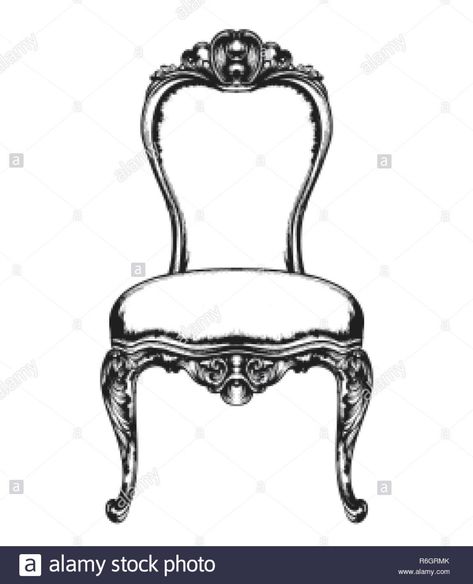 How To Drow, Baroque Chair, Victorian Armchair, Victorian Ornaments, Doll Furniture Patterns, Royal Chair, Art Baroque, Furniture Sketch, Victorian Chair