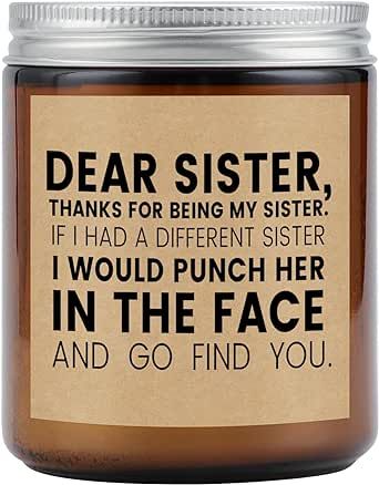 Sister Birthday Gifts, Sister Christmas Presents, Funny Sister Gifts, Unique Gifts For Sister, Candles Birthday, Lavender Scented Candle, Christmas Gifts For Sister, Sister Christmas, Dear Sister