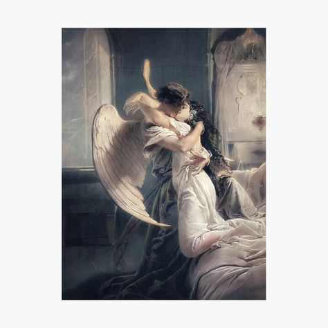 Get my art printed on awesome products. Support me at Redbubble #RBandME: https://www.redbubble.com/i/photographic-print/Mih%C3%A1ly-Von-Zichy-Romantic-Encounter-1864-Psyche-Cupid-by-Arwen-Art/157119012.6Q0TX?asc=u Romantic Encounter Painting, Psyche Cupid, Psyche Revived By Cupid's Kiss, Collage Scrapbook Layouts, Cupid's Kiss, Romantic Encounter, Notion Cover, Cupid And Psyche, Collage Scrapbook