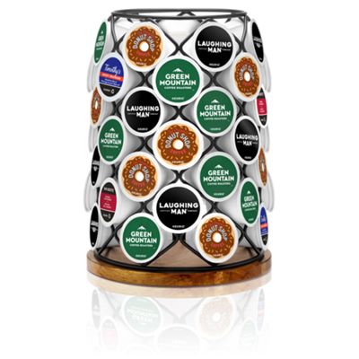 K-Cup® Pod Wood & Wire Carousel Black Metal Accents, Pod Storage, Green Mountain Coffee, Coffee Pod Storage, Coffee Holder, Coffee Pod Holder, Mountain Coffee, Keurig K Cup, Single Serve Coffee