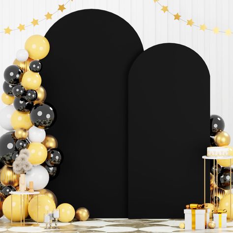 PRICES MAY VARY. 🧸【High Quality Material - Spandex Arch Cover】The arch cover set of 2 are made of premium stretchy spandex fabric, elastic, smooth and solid, wrinkle-free and fade-resistant, can be used for a long time. The spandex arch backdrop cover will sure be a decorative focal point during your wedding ceremony. 🧸【Size Information - Black Arch Cover】The black arch backdrop cover set of 2 perfectly fit 2.6x6FT, 4x7.2FT round top arch, ample to meet your wedding or party decoration needs. Photo Backdrop Arch, Arch Fabric, Wedding Arch Backdrop, Hoco Ideas, Black Arch, Party Arch, Upholstered Couch, Halloween Backdrop, Arch Backdrop