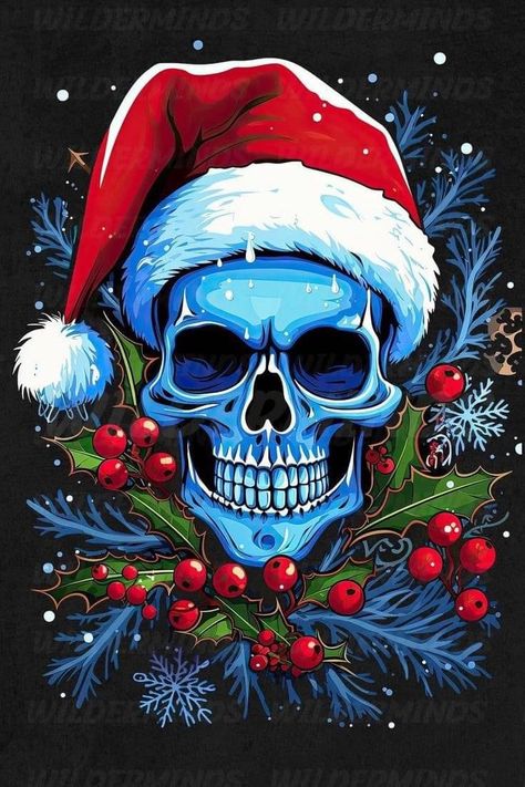 Christmas Skull Art, Creepy Christmas Wallpaper, Creepy Christmas Art, Christmas Horror Art, Ghostface Drawing, Heavy Metal Christmas, Christmas Vector Illustration, Vector Illustration Art, Kraken Art