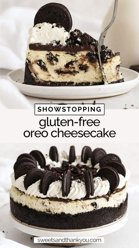 Oreo Cheesecake Crust, Gluten Free Desserts Holiday, Gluten Free Cheesecake Recipes, Oreo Cheesecake Recipe, Gluten Free Birthday Cake, Gf Sweets, Dream Dessert, Oreo Cheesecake Recipes, Oreo Dessert Recipes