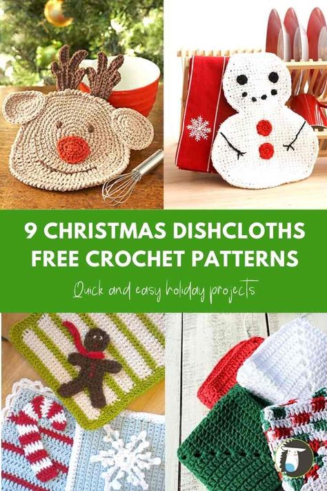 9 Christmas Dishcloths or Washcloths Free Crochet Patterns to Make for the Holidays #christmas #crochet #dishcloth #washcloth #free #patterns Christmas Dishcloth, Dishcloth Patterns Free, Christmas Crochet Patterns Free, Crochet Placemat Patterns, Crochet Christmas Gifts, Crochet Xmas, Dishcloth Crochet Pattern, Crochet Washcloth, Placemats Patterns