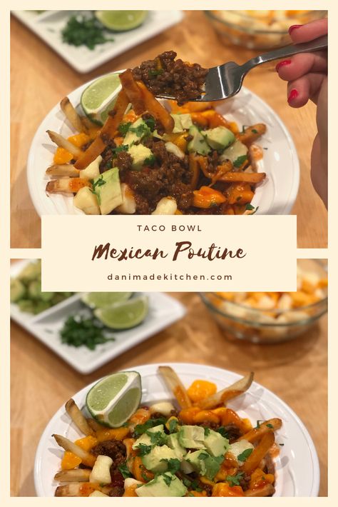 Taco Poutine Recipe, French Fry Bowl, Mexican Poutine, Signature Meals, Poutine Recipes, Poutine Fries, Poutine Recipe, Fried Tacos, Taco Bowl