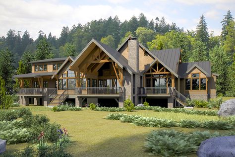 Gabled Front Porch, Garage And Workshop, Mountain House Plan, Montana House, Craftsman Details, Mountain Ranch, Houses Plans, Mountain House Plans, Model House