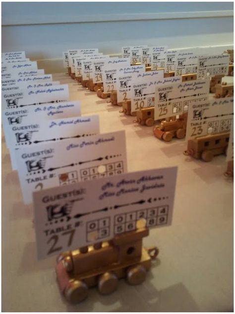 Awesome idea!!  train ticket & wooden train escort cards Train Theme Wedding Decor, Train Station Wedding Decorations, Train Themed Wedding Ideas, Train Wedding Theme, Train Theme Wedding, Train Station Wedding, Gala Themes, Train Decor, Train Ticket