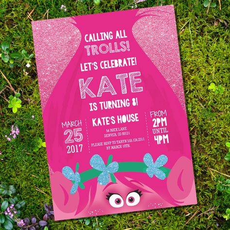 Woo hoo, calling all Trolls to the party! This Trolls invitation is downloadable, editable and printable. It's also part of a 10 piece Trolls party set that you can download FREE! Troll Party Theme, Trolls Invitation, Trolls Party, Trolls Birthday Party, Second Birthday Ideas, Troll Party, Woo Hoo, Fourth Birthday, Mia 3