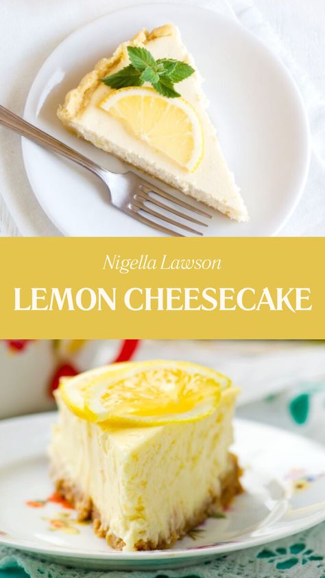 Nigella Lemon Cheesecake Best Lemon Cheesecake Recipe, Nigella Recipes, Cheesecake Lemon, Lemon Muffin Recipes, Lemon Sweets, Raspberry Cake Recipes, Nigella Lawson Recipes, Lemon Cheesecake Recipes, Lemon Cheese