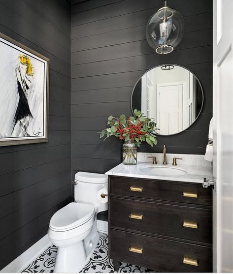 Sherwin Williams Iron Ore | The Heathered Nest Dark Paint Colors, Dark Bathrooms, Bathroom Paint Colors, Favorite Paint Colors, Iron Ore, Large Bathrooms, Grey Bathrooms, Small Bathroom Decor, Bathroom Colors